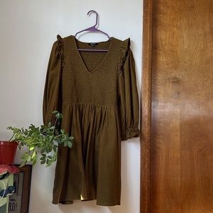 Flannel Lucie V-Neck Smocked Mini Dress